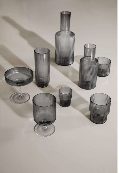 Ferm Living - Ripple Small Glasses Set of 4 Smoked Grey