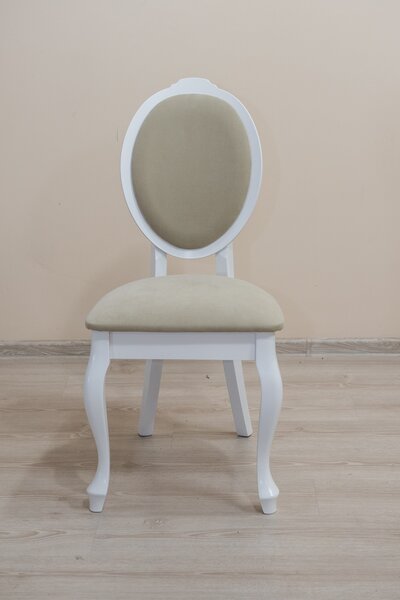 Krzesło WERA - profilowane nogi/ okrągłe oparcie, styl Art Deco białe