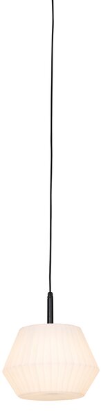 Nowoczesna lampa wisząca zewnętrzna czarna z białym kloszem 33 cm IP44 - Robbert