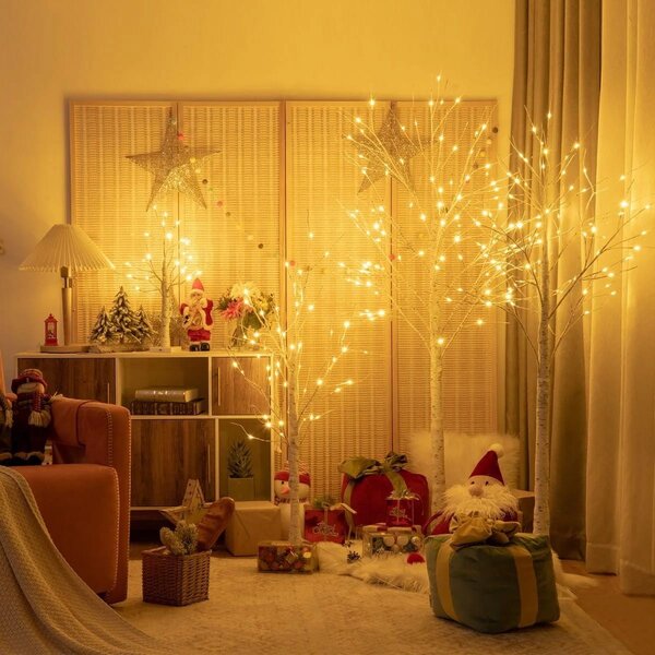 Drzewko lampka 120 cm imitacja brzozy ze światełkami LED