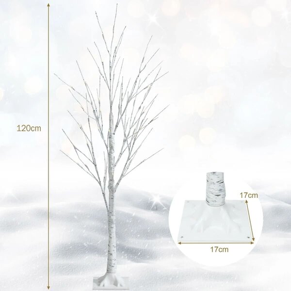 Drzewko lampka 120 cm imitacja brzozy ze światełkami LED