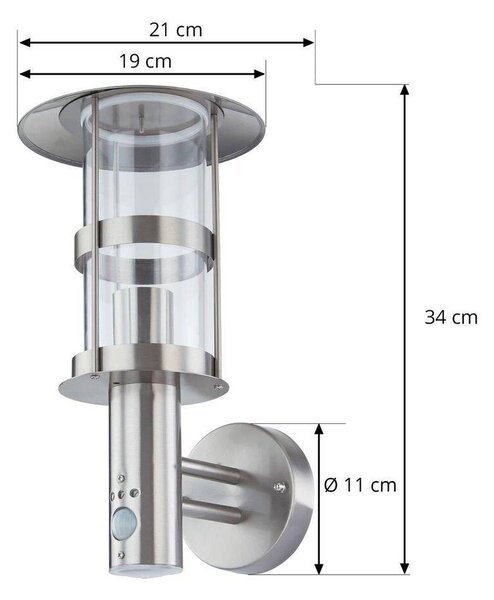 Lindby - Noemi Ścienna Lampa Ogrodowa w/Sensor Stainless Steel