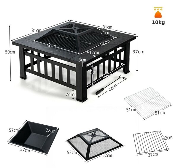 Palenisko ogrodowe Grill 3w1 81 x 81 x 50 cm