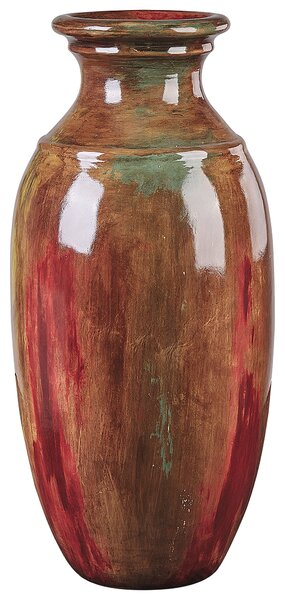 Nowoczesny wazon dekoracyjny z terakoty brązowy z abstrakcyjnym wzorem Himera Beliani