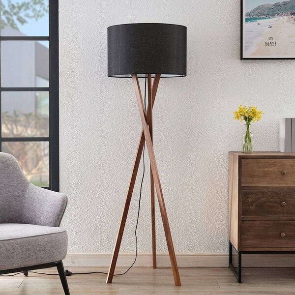 Lucande - Auriane Lampa Podłogowa Black/Oak