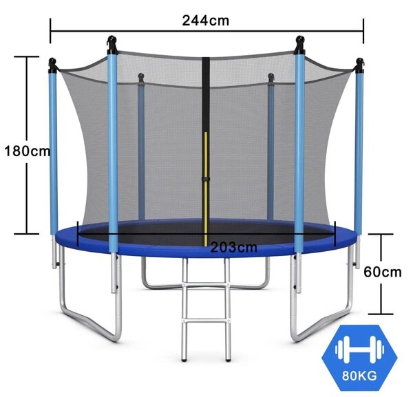 Trampolina ogrodowa 244 cm z siatką wewnętrzną