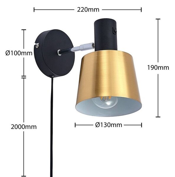 Lindby - Vlada Lampa Ścienna Matt Brass/Matt Black