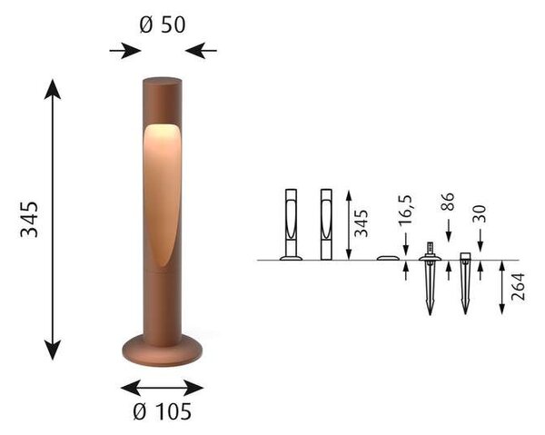 Louis Poulsen - Flindt Garden Lampa Ogrodowa Short LED 2700K z Base Corten