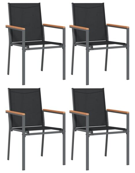 Krzesła ogrodowe, 4 szt, czarne, 55x61,5x90cm, textilene i stal