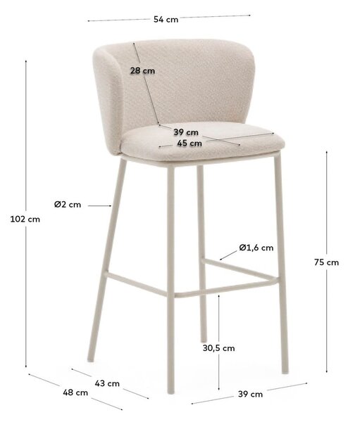 Beżowy hoker (wysokość siedziska 75 cm) Ciselia – Kave Home