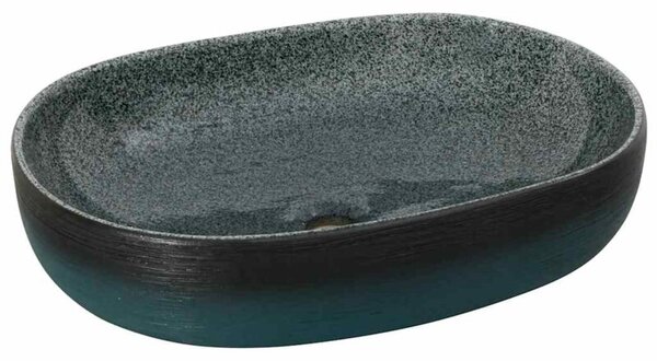 Umywalka nablatowa, turkusowa, owalna, 59x40x14 cm, ceramiczna