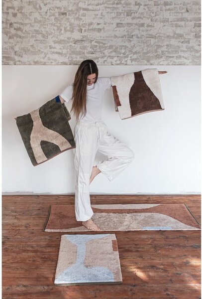 Biało-beżowy bawełniany dywan odpowiedni do prania 50x80 cm Figura – Mette Ditmer Denmark