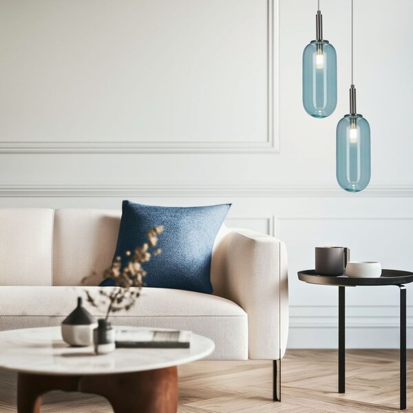 Niebieska lampa wisząca LED ze szklanym kloszem ø 13 cm Fiuggi – Candellux Lighting