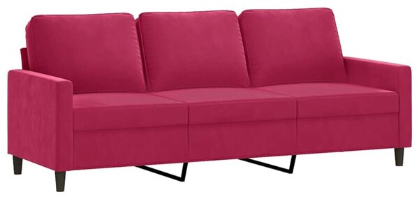 Sofa 3-osobowa, winna czerwieÅ, 180 cm, obita aksamitem