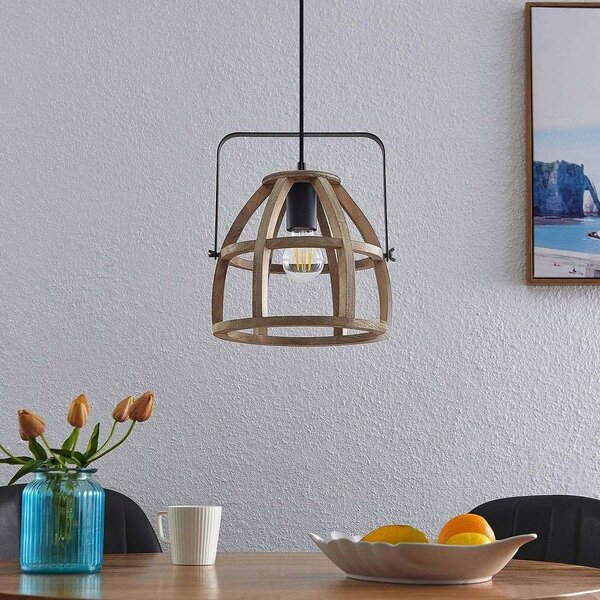 Lindby - Pilarion Lampa Wisząca Ø25 Wood/Black