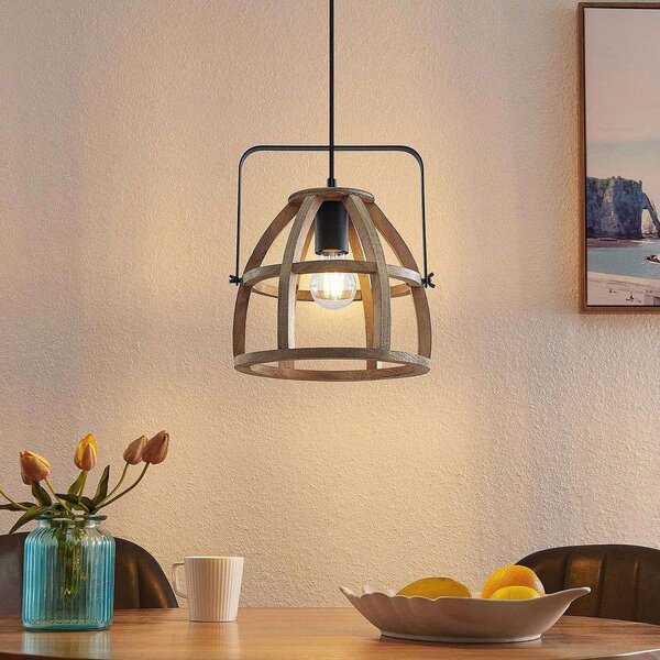 Lindby - Pilarion Lampa Wisząca Ø25 Wood/Black