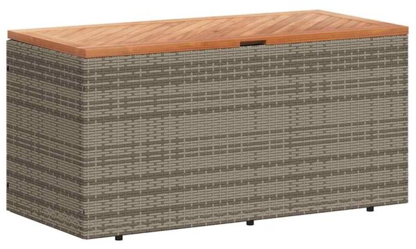 Skrzynia ogrodowa, szara, 110x50x54 cm, polirattan i akacja