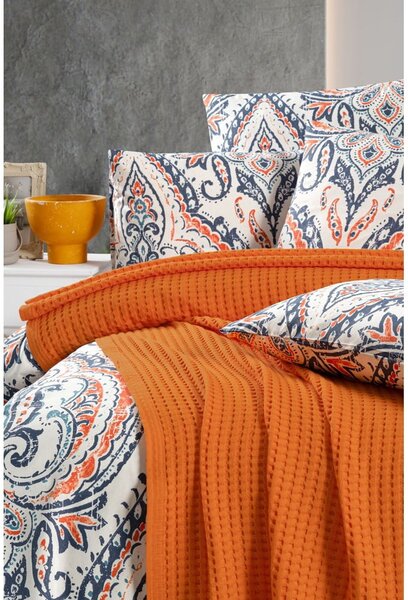 Pomarańczowa bawełniana narzuta 220x240 cm Waffle – Mila Home