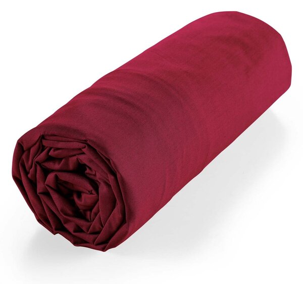 Czerwone prześcieradło z bawełny organicznej z gumką 90x190 cm Biolina – douceur d'intérieur