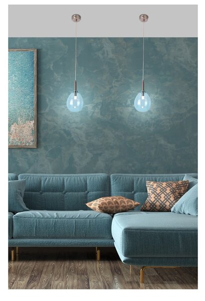Niebieska lampa wisząca LED ze szklanym kloszem Lukka – Candellux Lighting