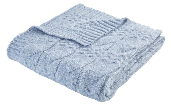 Niebieski koc dzianinowy 150x200 cm Cable Knit – Bianca