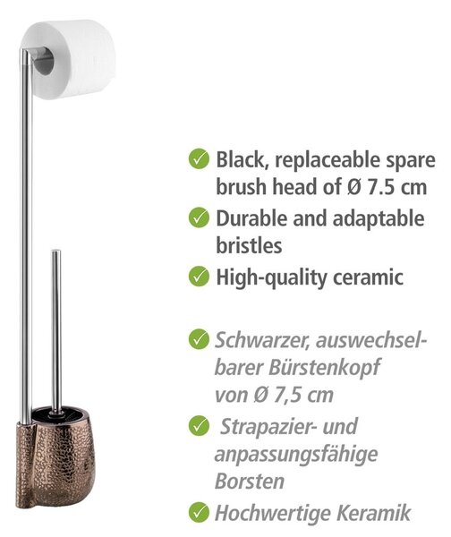 Brązowy ceramiczny stojak na papier toaletowy ze szczotką Marrakesh – Wenko