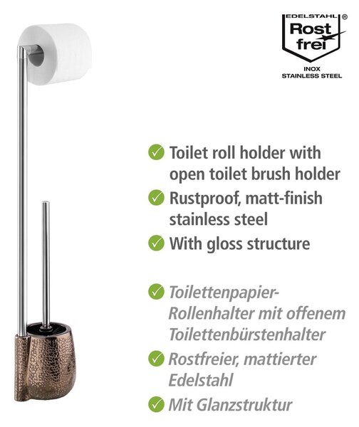 Brązowy ceramiczny stojak na papier toaletowy ze szczotką Marrakesh – Wenko