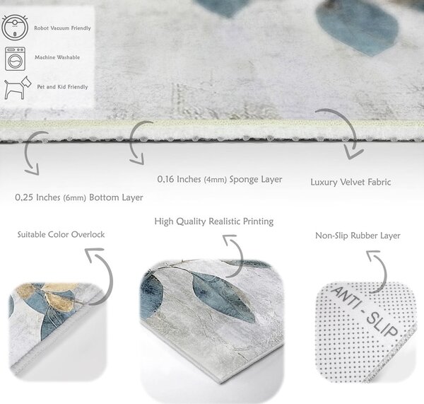 Dywan w jasnoniebiesko-złotym kolorze odpowiedni do prania 80x150 cm Golden Leaves – Mila Home