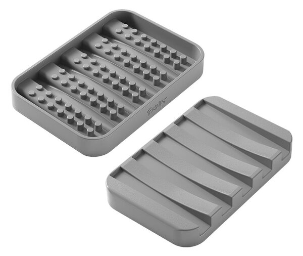 Szara plastikowa mydelniczka Gravity – Metaltex