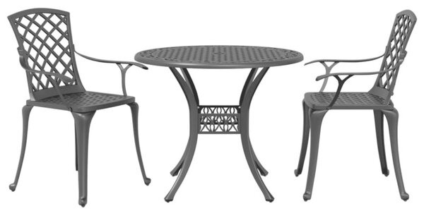 Zestaw Mebli Ogrodowych Bistro 3-Częściowy Czarny Aluminium Na Taras Balkon Ogród