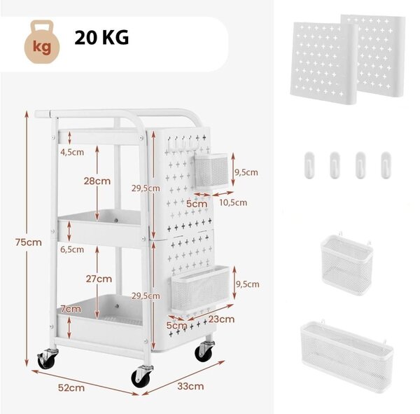 Wielofunkcyjny wózek kuchenny Organizer 52 x 33 x 75 cm