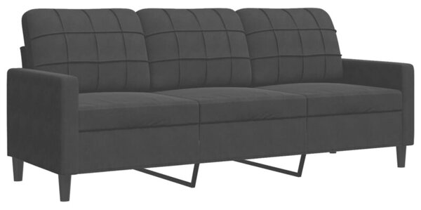 Sofa 3-osobowa, czarny, 180 cm, tapicerowana aksamitem