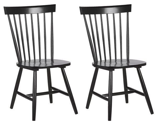 Zestaw 2 krzeseł do jadalni czarny klasyczny drewniany Burges Beliani