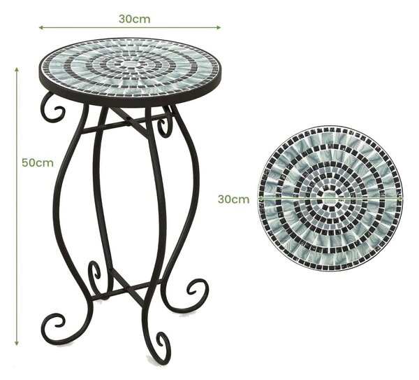 Stolik kawowy zdobiony z blatem ceramicznym 30 x 30 x 50