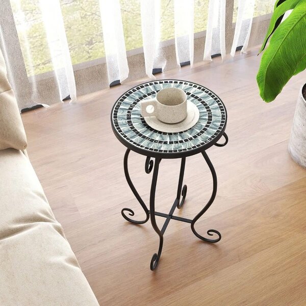 Stolik kawowy zdobiony z blatem ceramicznym 30 x 30 x 50
