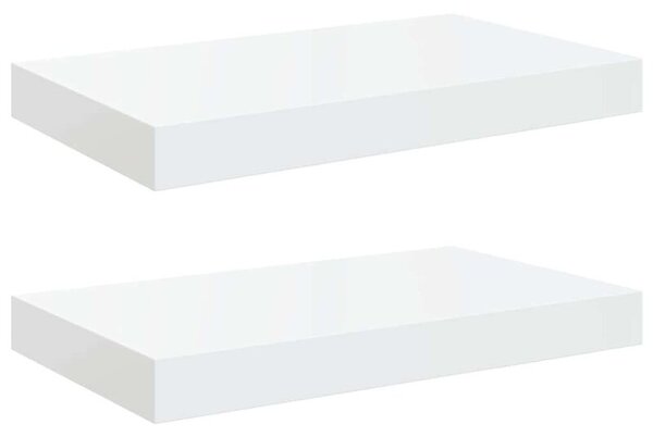 Półki ścienne, 2 szt., białe, wysoki połysk, 40x23x3,8 cm, mdf