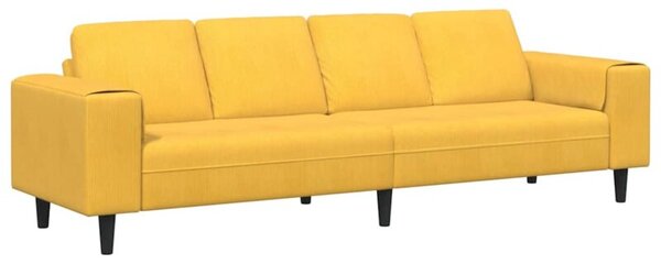 Nowoczesna sofa w ksztaÅcie u z sztruksowym obiciem - jasnoÅ¼Ã³Åta, 4 miejsca