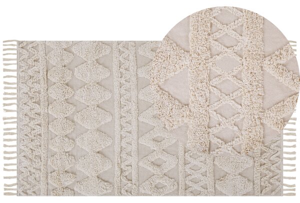 Dywan minimalistyczny beżowy bawełniany tuftowany geometryczny 80 x 150 cm Didim Beliani