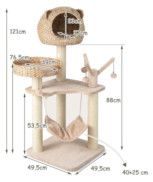 Drapak dla kota Legowisko z hamakiem 121 cm