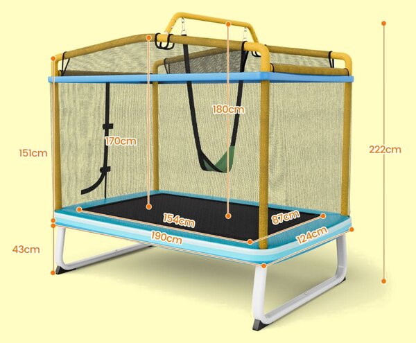 Trampolina dla dzieci z siatką zabezpieczającą żółta