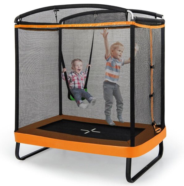Trampolina dla dzieci 2 w 1 pomarańczowa