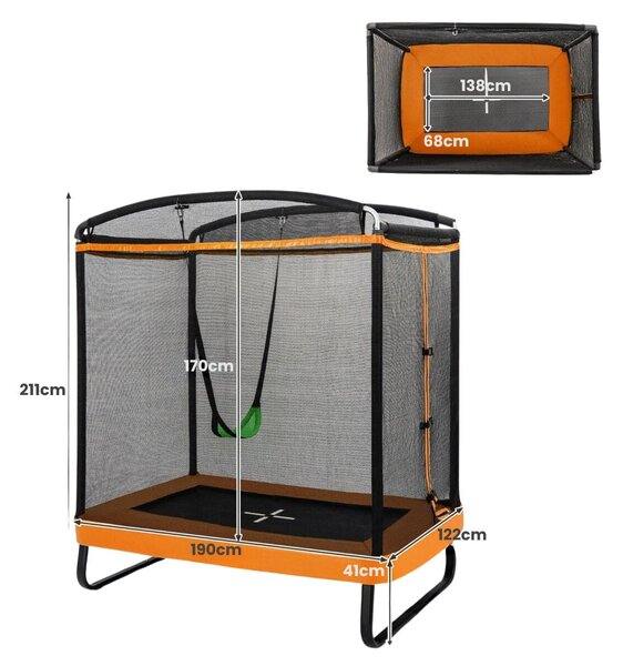 Trampolina dla dzieci 2 w 1 pomarańczowa