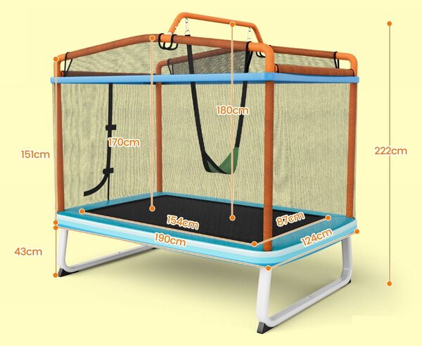 Trampolina dla dzieci z siatką zabezpieczającą pomarańczowa
