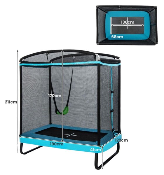 Trampolina dla dzieci 2 w 1 niebieska