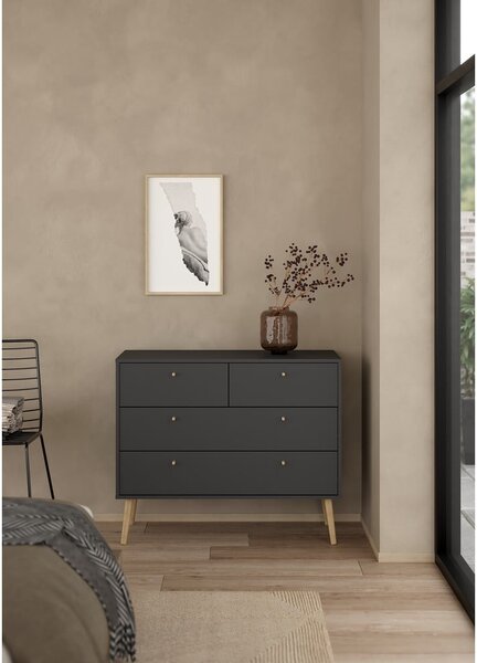 Antracytowa niska komoda 99x82 cm Bodo – Tvilum