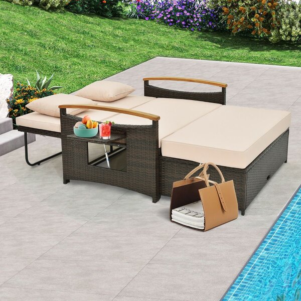 Rozkładana sofa ogrodowa rattanowa 3w1
