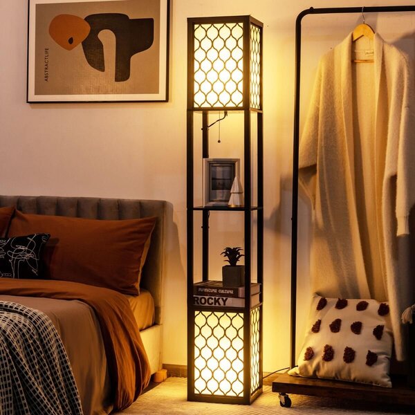 Lampa podłogowa z 2 półkami
