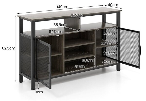 Drewniany kredens w stylu industrialnym 140 x 40 x 82,5 cm