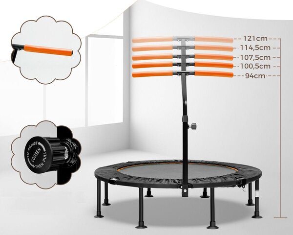 Składana mini trampolina z regulowaną poręczą