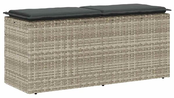 Ławka ogrodowa z poduszką jasnoszara 110x40x44 cm polirattan
